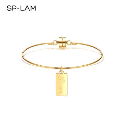 China Cute Charm Woman Letter Stainless Steel Bracelet Bling Letter Lover SP-LAM Magnetic Bracelet for sale