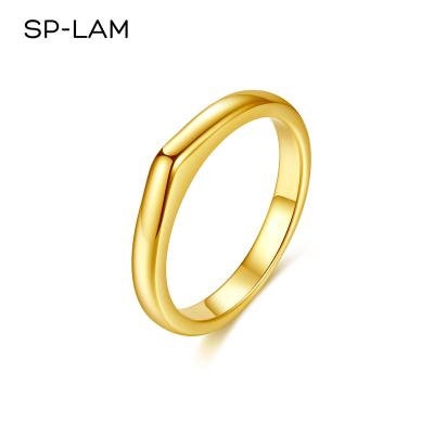 China SP-LAM TRENDY Gold Plated Band Minimalist Fashion Jewelry Geometric Tasty Design 14K Ring For Woman for sale