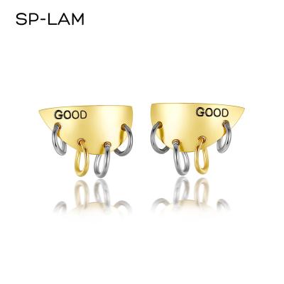 China Chunky Steel Big Large Stud Bargain Women's Gold SP-LAM Punk Earring Latest Earing Design Fashionable Women Stainless Jewelry for sale