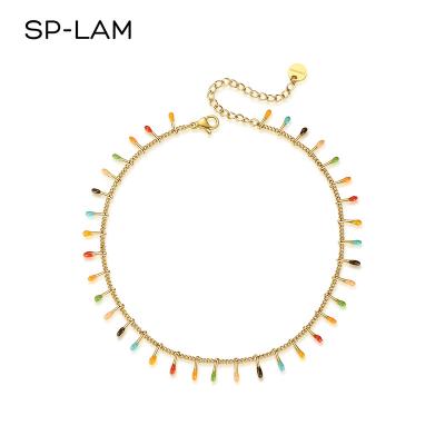 China SP-LAM Women Girl Simple Bohemian Fashion Jewelry Summer Multi Colored Multi Colored Anklet With Charm for sale