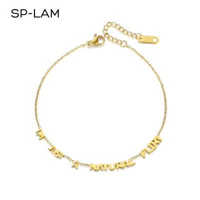 China SP-LAM 2021 NEW FASHIONABLE Design Letters Stainless Steel Anklet Women Fashion Anklets Stainless Steel Foot Jewelry for sale