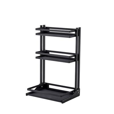 China Multi-Layer Black Kitchen Countertop Sustainable Storage Shelf for sale