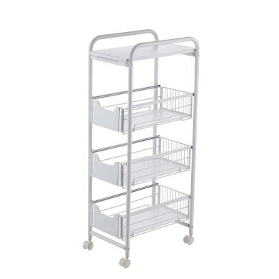 China With Wheels Kitchen Fridge Bedroom Bathroom Space Black Storage Rack With Wheels for sale