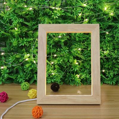 China High Quality Decoration Customize Different Sizes 5V USB Powered Wooden LED Photo Frame 3D Night Light for sale