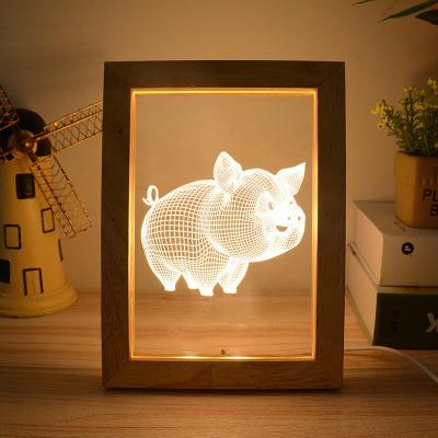 China Customized Modern Thick Dimmable 3d Led Wood Frame for sale