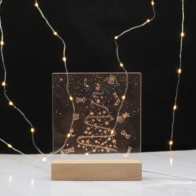 China Modern Factory Customized DIY Engrave Acrylic Christmas Decoration Rectangle Night Light for sale