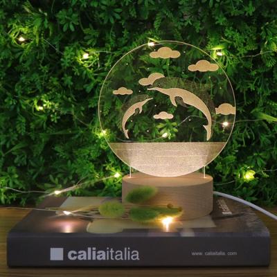 China Modern Laser Engraving Decorative 3D Acrylic Led Table Lamp For Kids for sale