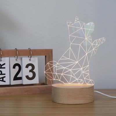 China Modern Popular Custom Shape Warm White Wooden Night Low Light For Promotion Birthday Gift for sale