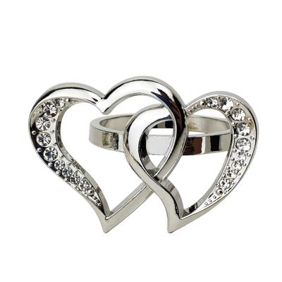 China Sustainable Gold And Silver Heart Napkin Rings Set Wedding Napkin Rings for sale