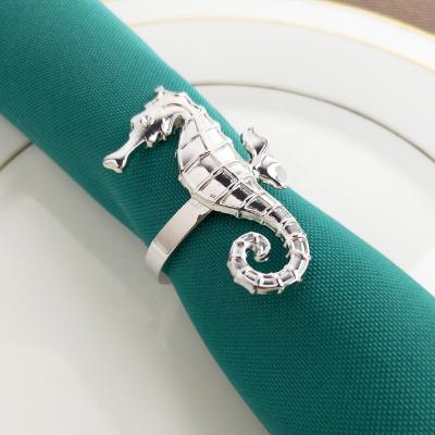 China Sustainable Gold Plated Metal Seahorse Napkin Ring, Seahorse Napkin Rings for sale