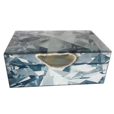 China Wholesale Glass Glass With Printed Paper Jewelry Boxes for sale