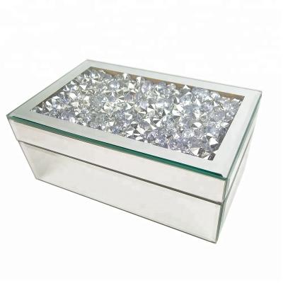 China Wholesale Glass Factory Mirror Rhinestone Jewelry Boxes for sale