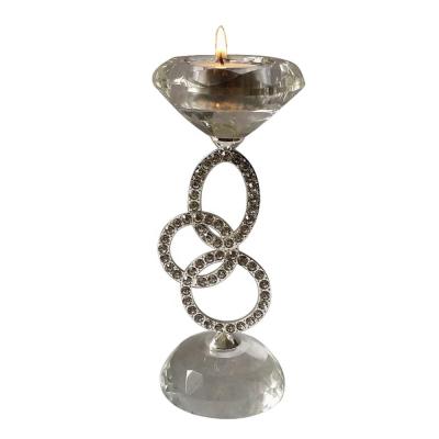 China Home Decor Jeweled Metal Candle Holder and Crystal Tea Light for sale