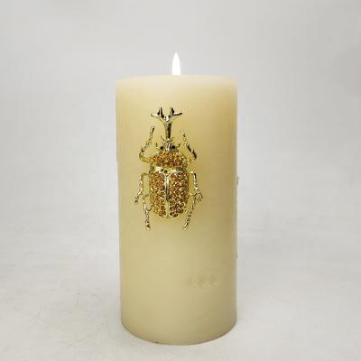 China New Europe Rhinestone Insect Candle Pins Decoration Gold Silver Metal Crafts for sale