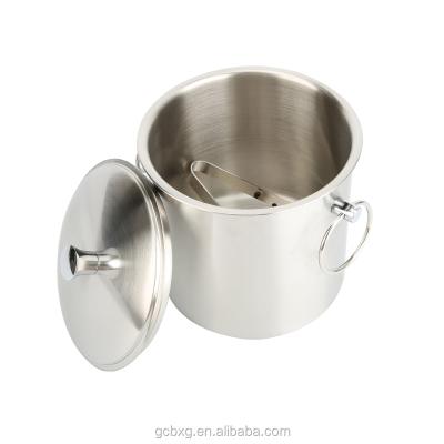 China Viable factory direct Korea ss201 metal stainless steel wine beer high quality ice bucket with lid tongs for sale