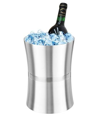 China Sustainable 2L 3L Double Wall Insulated Stainless Steel Wine Beer Champagne Metal Ice Bucket With Lid for sale