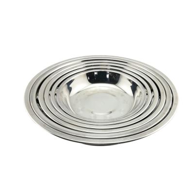 China Sustainable Wholesale Kitchen Stainless Steel Food Serving Tray/Round Vegetable Dish/Metal Pot Dishes Basin Thickness 5mm for sale