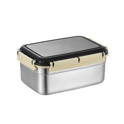 China Sustainable SUS 304 Stainless Steel Lunch Box Food Container Bento With Black PP Lid for sale