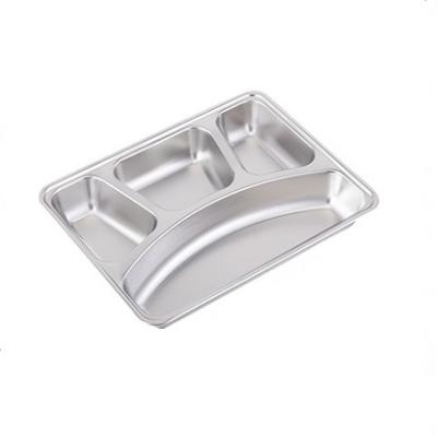 China Sustainable Hot Selling High Quality Stainless Steel Dinner Hospital Divided Compartments Platter With Lid Lunch Tray for sale