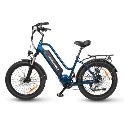 China Aluminum Alloy 24 Inch Motor Mid Steps Through Bike Offroad Electric Bicycle for sale