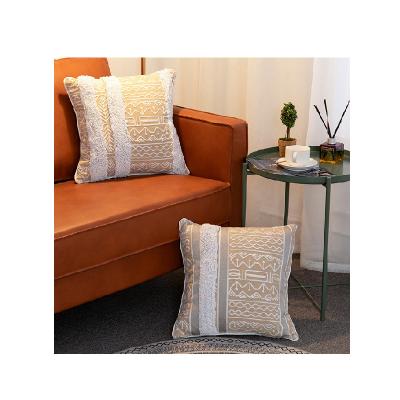 China Innermor Macrame Cushion Cover Home Anti-Static Luxury Decorative Boho Cushions White Cotton Fringe Embroidery Pillow Cover for sale