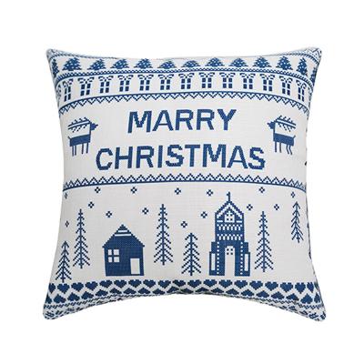 China Low MOQ 14X20 18X18 Wholesale Customized Living Room PORTABLE Floral Print Navy Blue Innermor Santa Chris Throw Pillows for sale