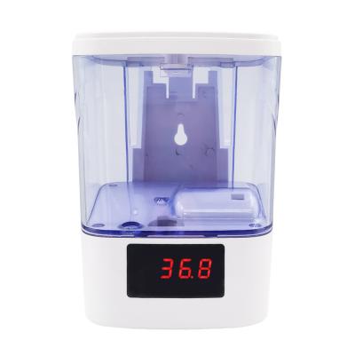 China Thermometer Hand Sanitizer Dispenser Trasparent 700ml Automatic Touchless Foaming Home Liquid Alcohol 2 In 1 Thermometer Automatic Soap Dispenser for sale