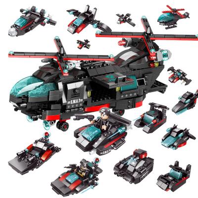 China Intelligence Development Helicopter Building Block COUP Gunship Military Aircraft Model Brick Building Kit for sale