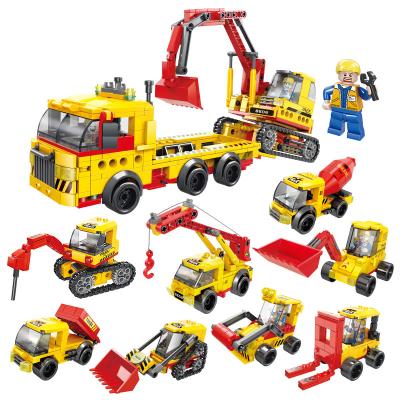 China Intelligence Development LELE BROTHER Small Brick Toys City Construction Truck Crane Excavator Forklift Building Blocks Toy for sale