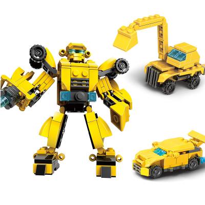 China 3 in 1 Lele Brother Changed 3 IN 1 Kids Truck Robot Creative Dinosaur Deformed Educational Model Toy Block for sale