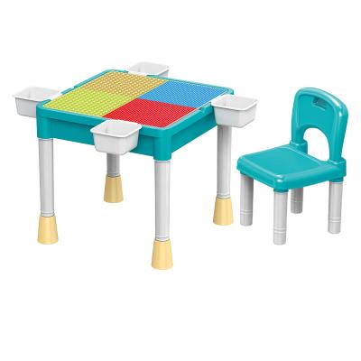 China Factory Wholesale Eco-friendly Non-toxic Multifunctional Children Plastic Study Playing Building Blocks Table Set for sale