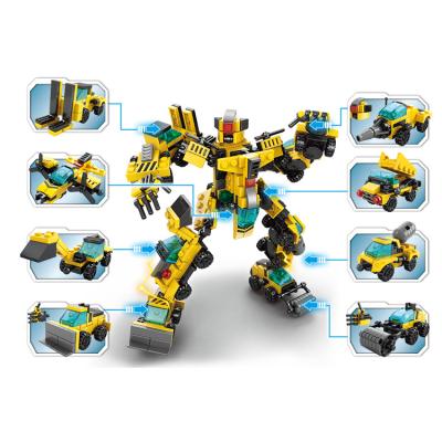 China Eco-friendly Material Lele Brother Custom City Construction Truck Transform Robot 8-in-1 Kids Legos Building Block Toy for sale