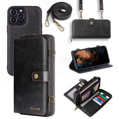 China Genuine Leather Flip Wallet Mobile Phone Case Anti-fall Leather Case For iPhone 13/12 Mini/12/12 Pro/12 pro Max Cell Phone Cover for sale