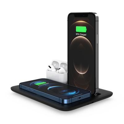 China Tablet 15W Fast Wireless Charging Station Smart Mobile Cordless Phone Charging 4 in 1 Portable Wireless Charging Pad for sale