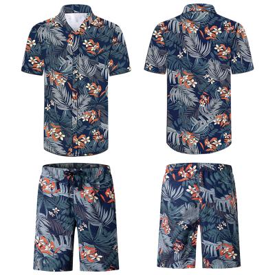 China Breathable 100% polyester beach suit custom printing hawallan shorts and beach wear shirt for men for sale