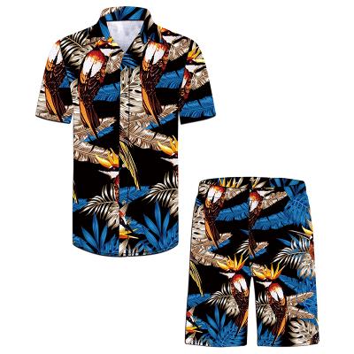 China New Breathable Summer Hawaiian Beach Set Print Custom Size Plus Beach Wear Shirts Shorts Sets for sale