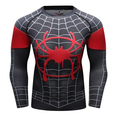 China Anti-pilling Sports T-shirts Men's Fitness Clothing Gym Wear Workout Compression Superhero Stretch Tight Shirt for sale