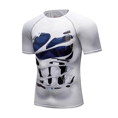 China Hot Sale Mens 3D Shirt Compression Spandex Spandex T-shirts BJJ Guard Short Sleeve for sale