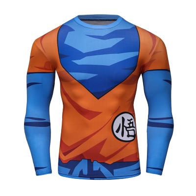 China Custom Anti-Wrinkle 2020 Superhero Saiyan Superhero Japanese Anime T-shirts Men Long Sleeve O-Neck Custom Made for sale