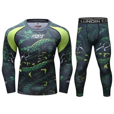 China Rash Guard QUICK DRY 50+ Sublimation Printed UPF Guard Top Set Men Long Rash Guard And Tight Sets Of Gaiters for sale