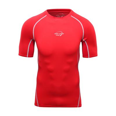 China 92% Polyester 8% Spandex Men's Anti-pilling Gym T-shirt Men's Single Compression Clothing Blank Top for sale