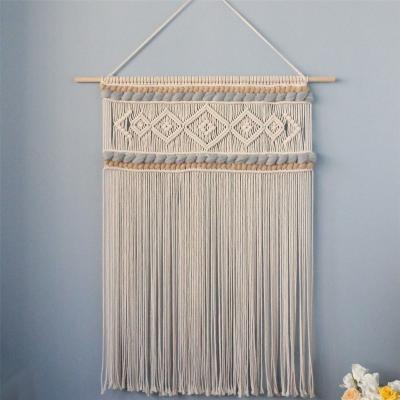 China Modern Eco-Friendly Cotton Beige Custom Rope Woven Tapestries Home Wall Decoration Tapestry for sale