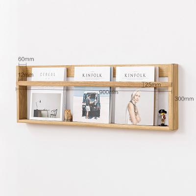 China Eco-Friendly Bamboo Wall Shelf Bathroom Wooden Shelf Wall Rack Magazines and Newspapers Storage Book Shelves for sale