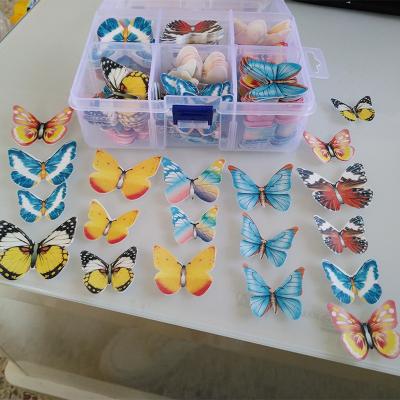 China Decoration 320 Pieces Butterfly and Flowers Shape Paper Squishy Wafer Cake Decorating Rice Cake Topper Baking Paper Dessert for sale