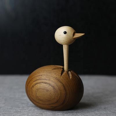 China Pure Handmade Wooden Ostrich Living Room Europe Ostrich Decor Scandinavian Solid Wood Soft Log Decoration Creative Home Decoration for sale