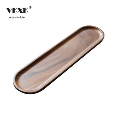 China Retro Walnut Tray Solid Wood Pot Supporting Hotel Tea Tray Simple Single Layer Rectangular Bubble Pot Holder Home Dry Table for sale