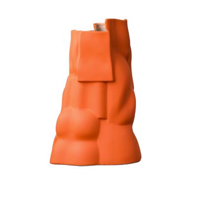 China Minimalist Ceramic Vase Minimalist Style Mountain Shape Orange Flower Pot For Home Decor for sale