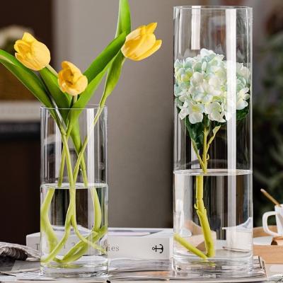 China Wholesale Minimalist High Quality Clear Cylinder Glass Flower Vases For Home Decor Event And Wedding Decor Diameter 10cm for sale