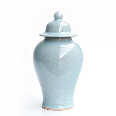 China Art Decor Ice Slot Chandelier Chinese Sky Blue Ginger Jar Classic Ceramic Shape For Hotel Office Wedding Decor Home Gift for sale