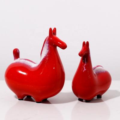 China Art Decor Decorative Objects Ceramic Horses Animal Sculpture Home Office Decor Gifts for sale